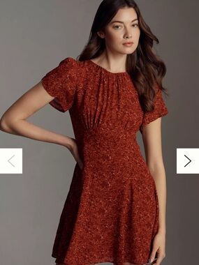 Reformation Rust Floral Mini Dress